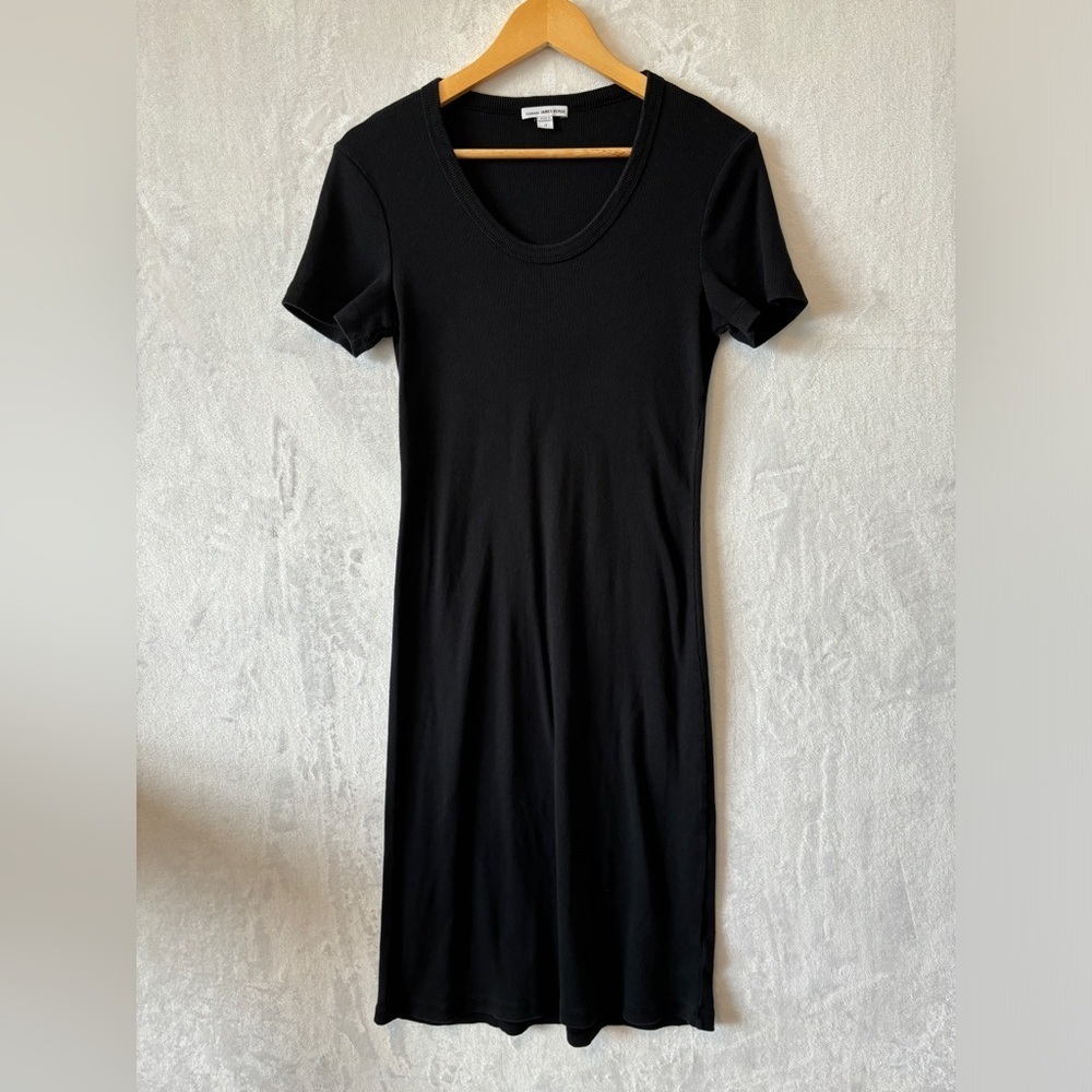 James Perse black ribbed dress size large‎ 3